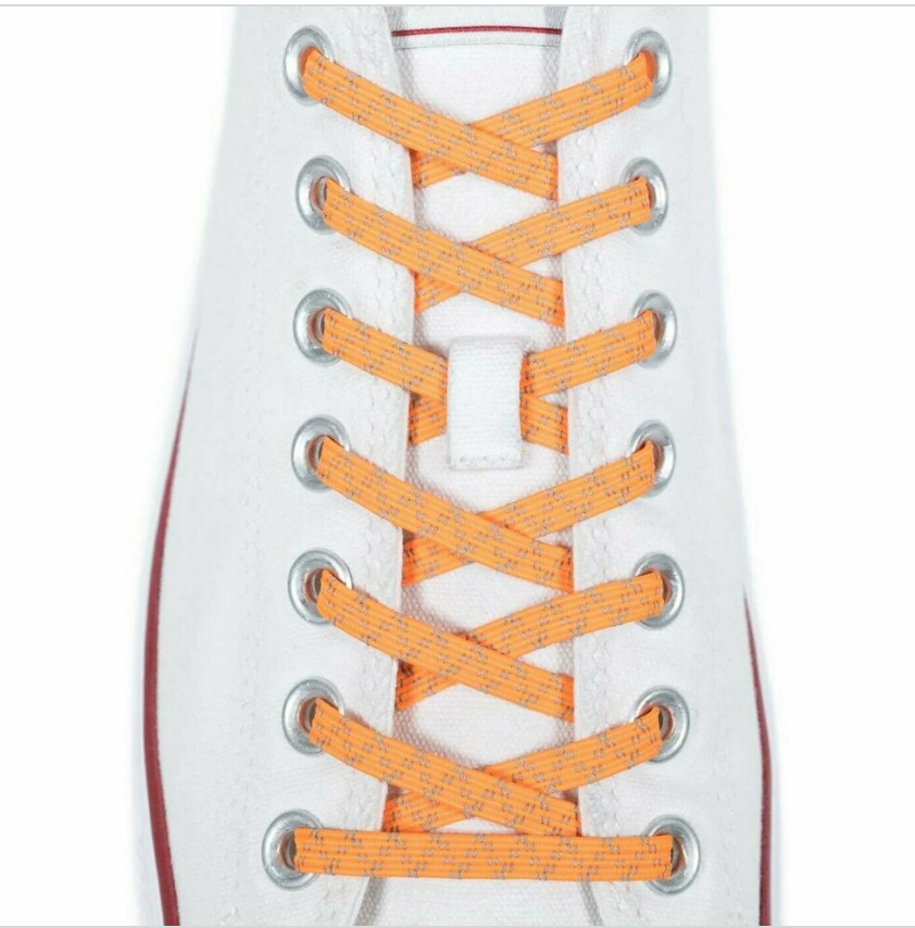 No Tie Shoelaces Orange Reflective