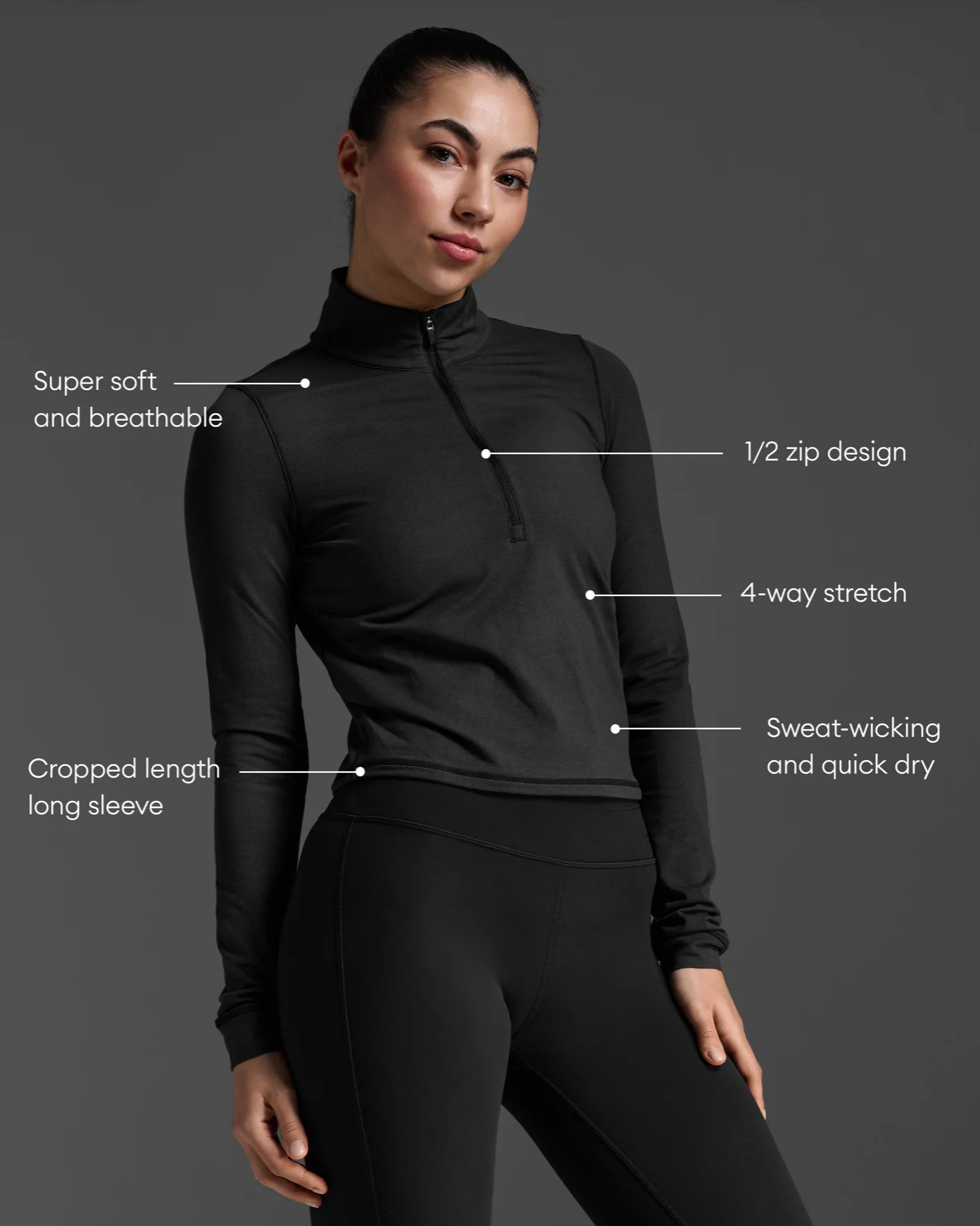 Flex Crop 1/2 Zip Long Sleeve Women's